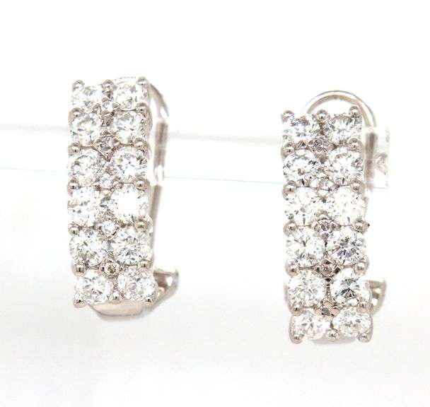 14kt White gold 1.60ctw double row diamond earrings