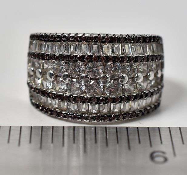 CZ Gemstone Wide Band Ring in Sterling Silver