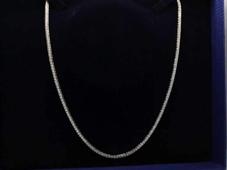14K White Gold lab Diamond Tennis Necklace