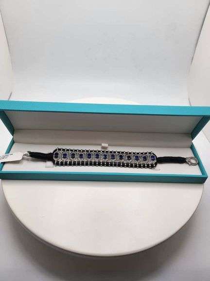 New! +5 ctw all natural diamonds and sapphires  weaved on fabric bracelet