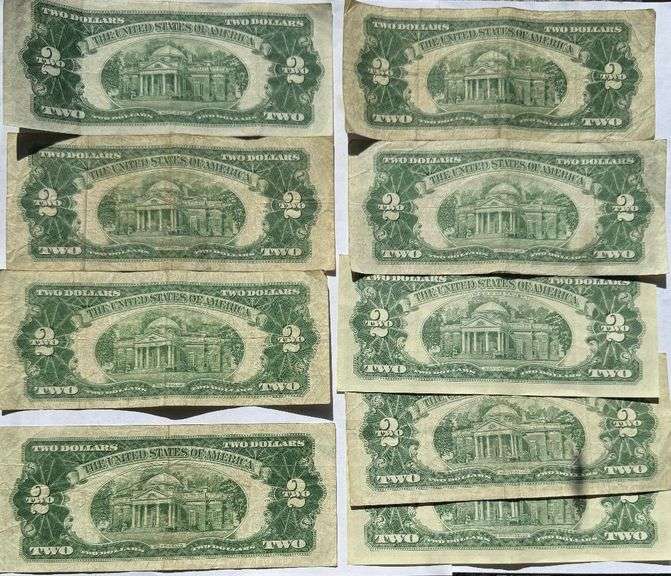 Six 1953 & Three 1963 $2 US Notes