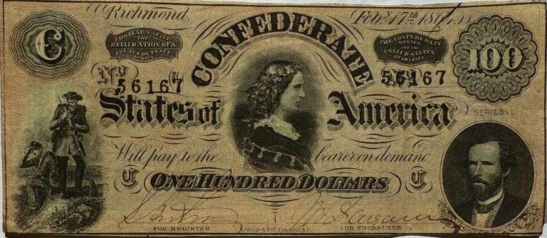 $100 Feb 14 1864 CSA Note