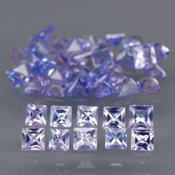 Glittering! Princess cut! 3.41ct UNTREATED Tanzanite set!!