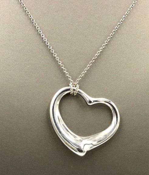 Tiffany & Co Elsa Peretti open heart pendant on chain