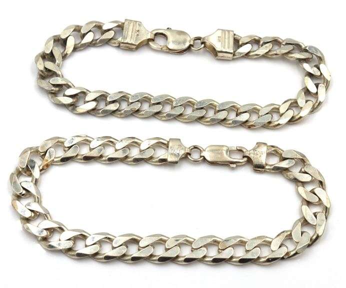 Group lot of 2 Italian vintage 925 sterling silver bracelets