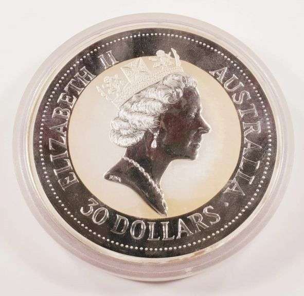 1993 Australian 1 Kilo Silver $30 Kookaburra Pure .9999 Fine Round Silver Bar