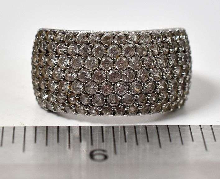 Wide Band CZ Gemstone Ring in 925 Sterling Silver