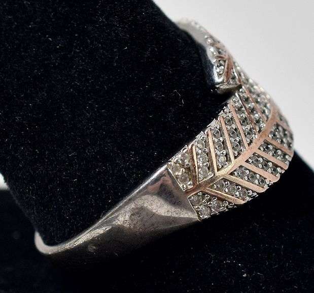 CZ Gemstone Feather Ring in Sterling Silver