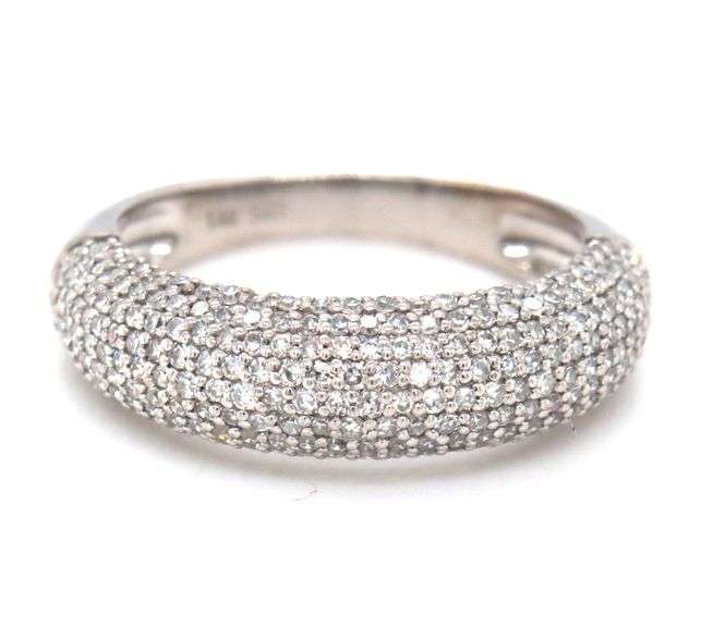 14kt White gold diamond pave dome ring