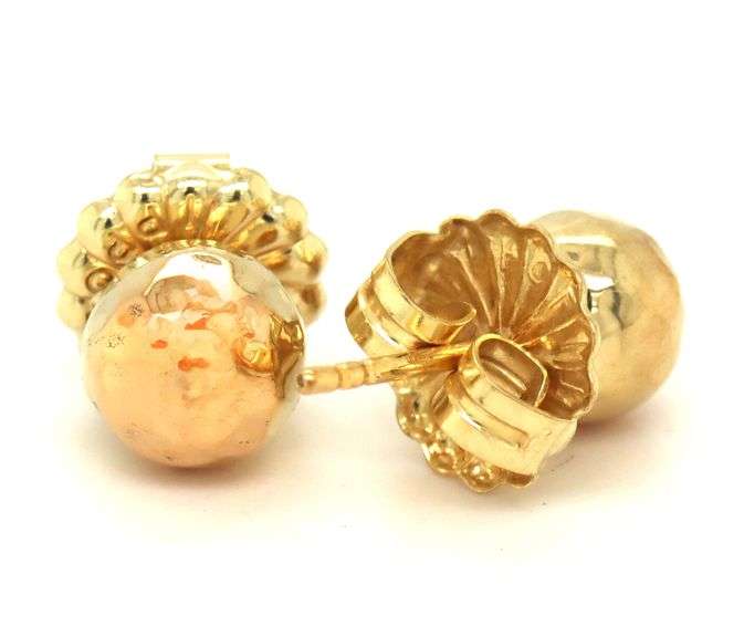 18kt Yellow gold Ippolita Hammered ball stud earrings