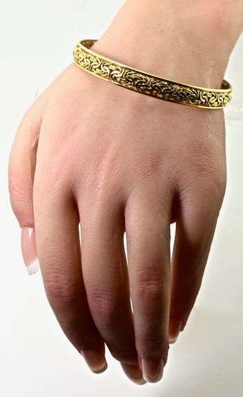 Unusual 18K  Byzantine Style Bangle Bracelet