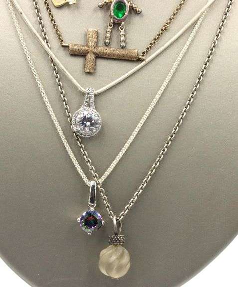 Group lot of 8 vintage 925 sterling silver necklaces