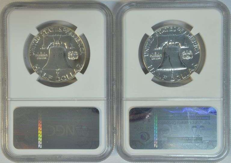 Pair of nearly perfect NGC PR68 Franklin Half Dollars from 1956 & 1962