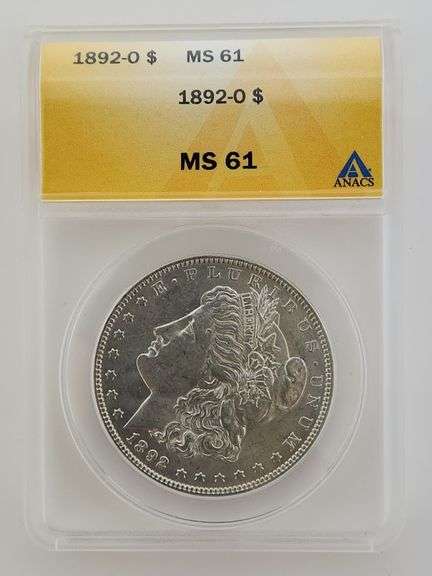 1892 O Morgan Silver Dollar, ANACS MS61
