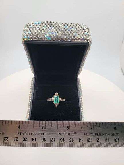 Victorian natural emeralds and diamond accent ring