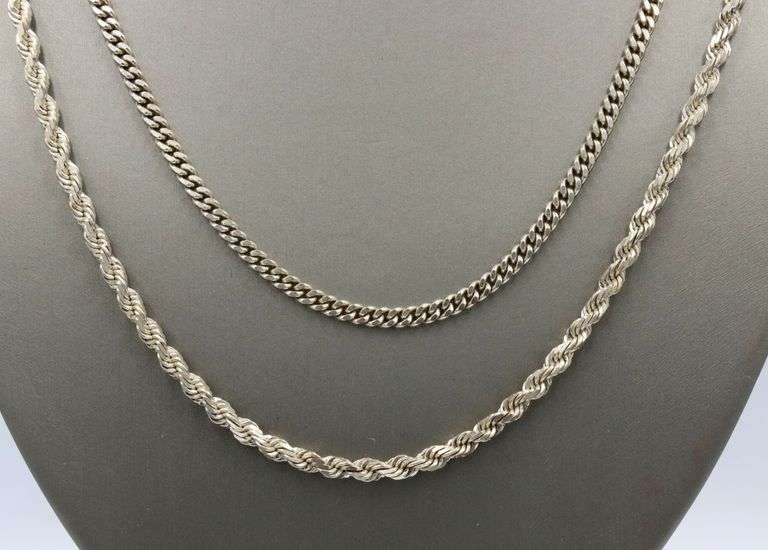 Group lot of 2 vintage 925 sterling silver chains