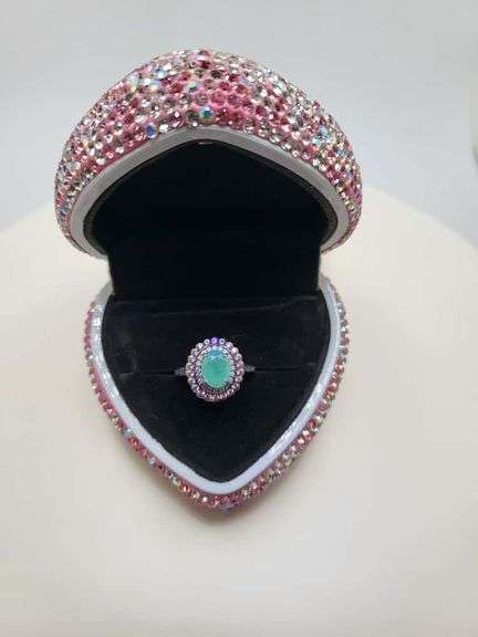 Victorian natural emeralds and diamond accent ring