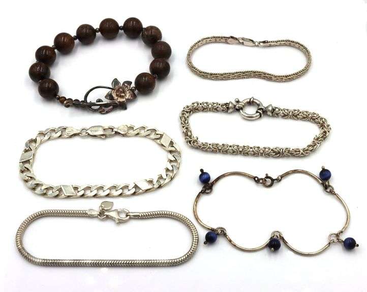 Group lot of 6 Vintage 925 sterling silver bracelets