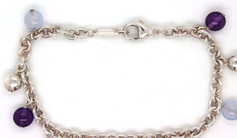 Tiffany & Co amethyst Chalcedony gemstone Fascination beaded bracelet