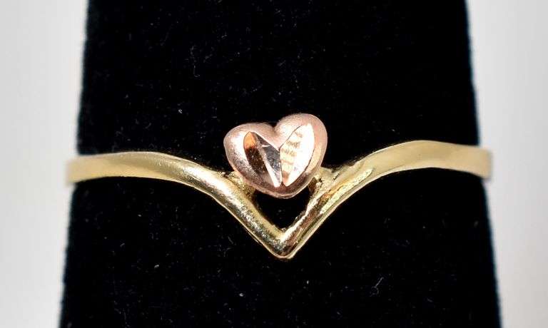 Dainty 14K Yellow Gold Heart Motif Ring