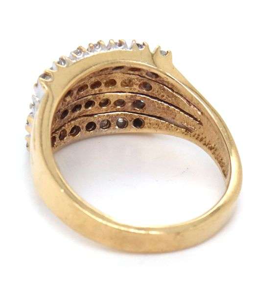 Nice 14k YG 4 Rows of Diamonds Ring