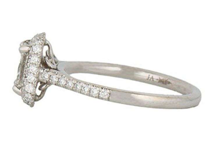 0.86ct Radiant and 0.60ctw Pave Diamond Double Frame Engagement Ring in 14K