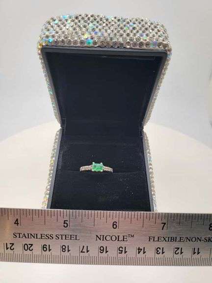 Victorian natural emeralds and diamond accent ring