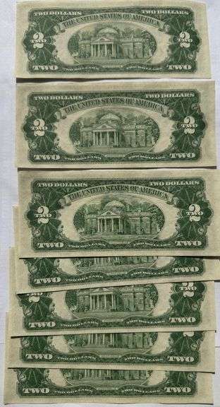 7 Consecutive 1953 Star $2 US Notes