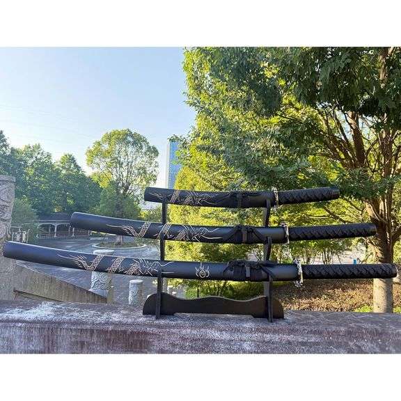 3-Piece Set Samurai Sword with Display Stand