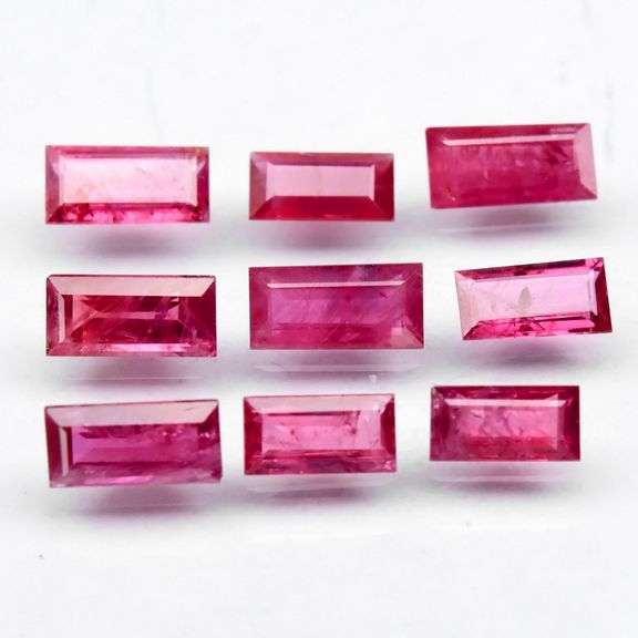 Lavish pinkish red 4.97ct 9 piece Winza Ruby set