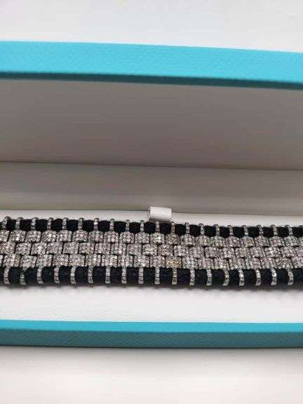 New! +5 ctw all natural diamonds weaved on fabric bracelet