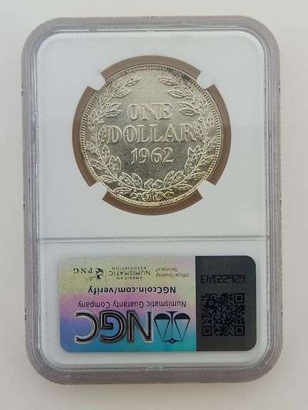 1962 Liberia Silver Dollar, NGC MS63