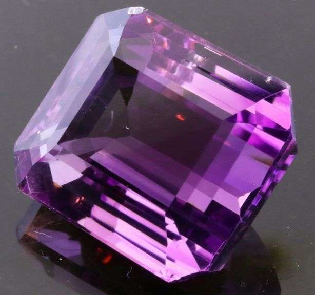 Bright violet 20.05ct emerald cut Amethyst