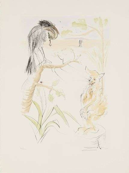 Highly Collectible Salvador Dali Hand-Signed Etching from 'Le Bestiaire de La Fontaine' suite, 1974