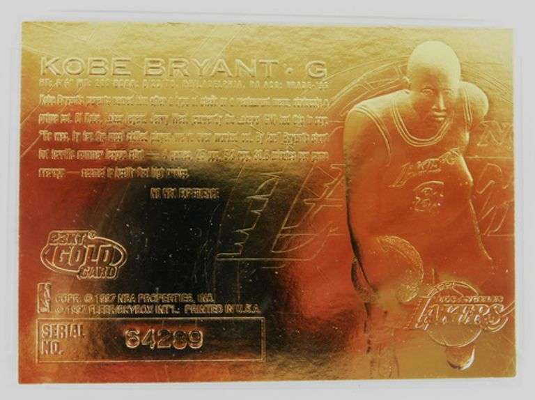 Kobe Bryant 23KT Rookie Purple Signature Basketball Card, 10 Gem-MT