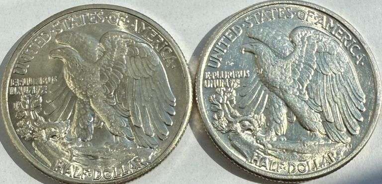 1941 1942 Frosty White Unc Walking Liberty Halves