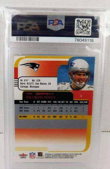 Tom Brady #1 Football Card, Graded 7 NM