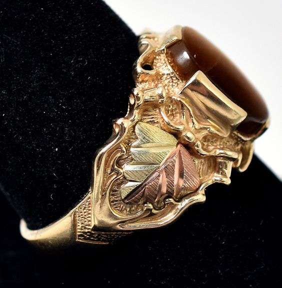 Stunning 10K Tri-Gold Tiger's Eye Gemstone Ring