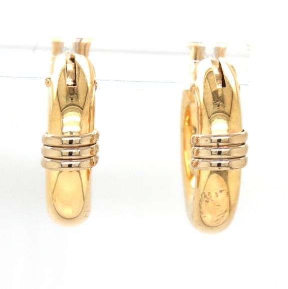 18kt two tone gold hoop earrings