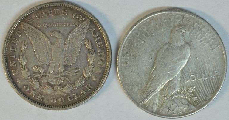 First year 1878-P 8TF Morgan & last year 1935P Peace Silver Dollars