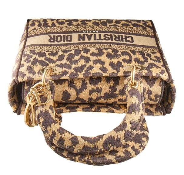 Dior Lucky Small Lady Leopard Pattern D-Lite Bag W/Strap