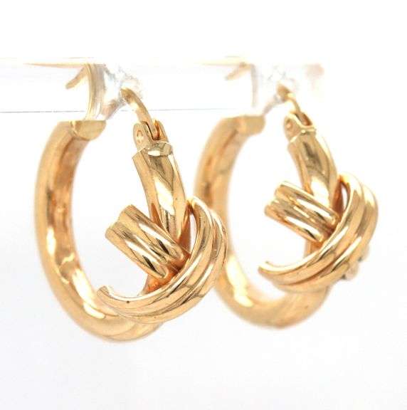 14kt Yellow gold X hoops