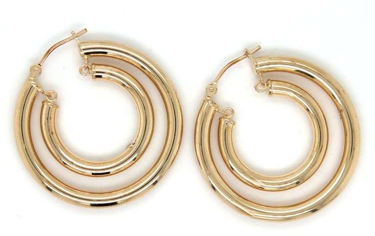 14kt Yellow gold double hoop earrings