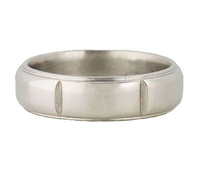 Gents Scott Kay Century Notched Band Ring in Platinum