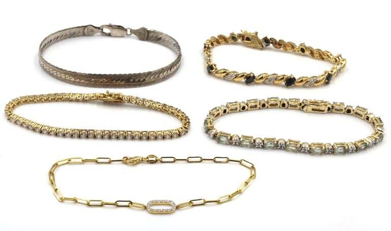 Group lot of 5 vintage 925 sterling silver bracelets