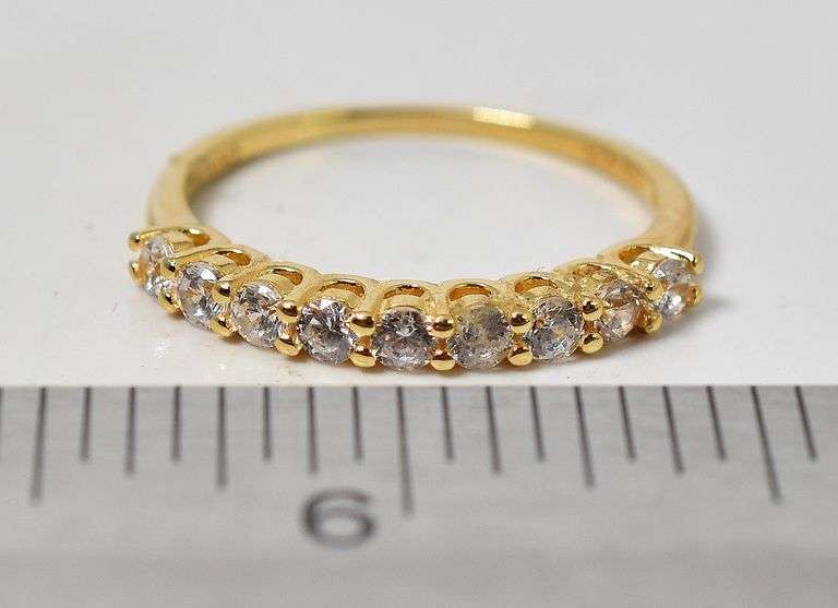 Cz Gemstone Ring in Vermeil Sterling Silver