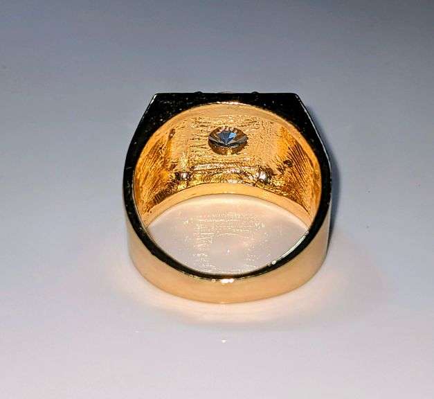 Mens 14 K Gold Plate 3.5 Ct Lab Simulated Diamond Ring
