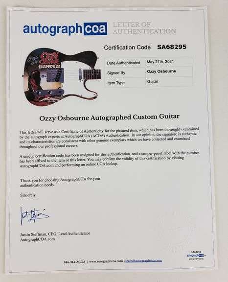 Ozzy Osbourne Signed Blizzard Of Ozz Album Lp Graphics Photo Guitar BAS Witness