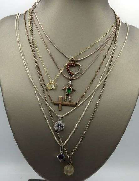 Group lot of 8 vintage 925 sterling silver necklaces