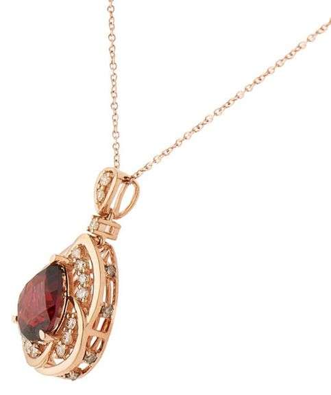 Le Vian Crème Brulee 2.60ct Pomegranate Garnet and 0.45ctw Diamond Pendant Necklace in 14K